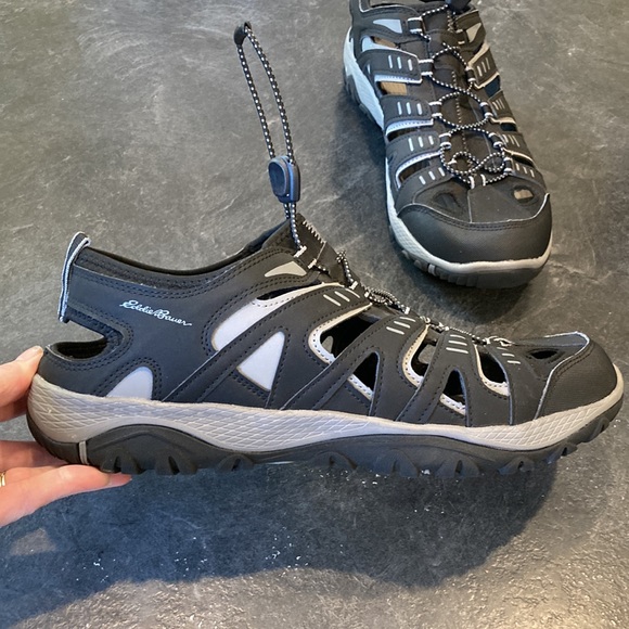 Mens Eddie Bauer Eastport black gray closed toes sandals size 13 - Picture 2 of 13